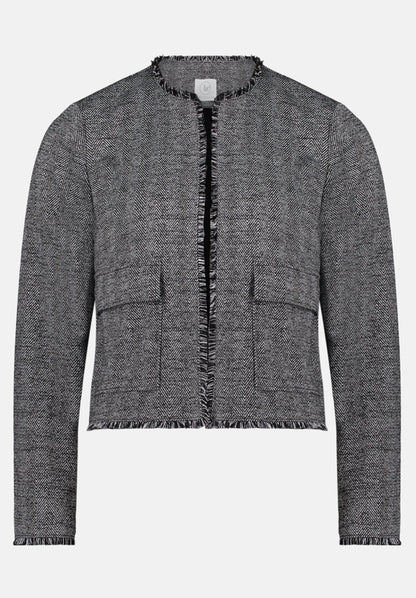 Betty Barclay_Black/Grey_Jersey Jacket with Fringes_4438-3055_9893_04