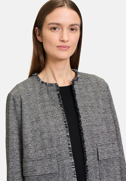 Betty Barclay_Black/Grey_Jersey Jacket with Fringes_4438-3055_9893_06