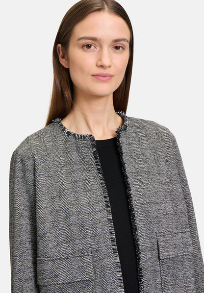 Betty Barclay_Black/Grey_Jersey Jacket with Fringes_4438-3055_9893_06