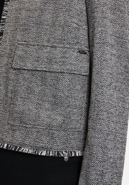Betty Barclay_Black/Grey_Jersey Jacket with Fringes_4438-3055_9893_07