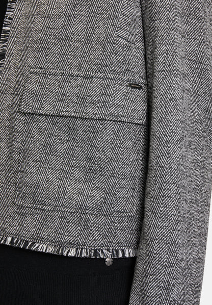 Betty Barclay_Black/Grey_Jersey Jacket with Fringes_4438-3055_9893_07