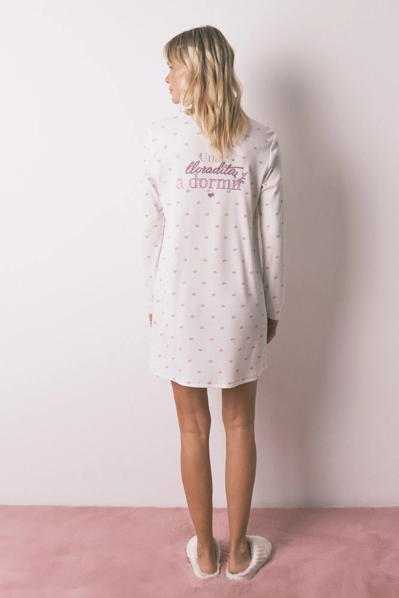 Women Secret_Pink_Waffle Fabric Midi Nightgown_4442118_70_05