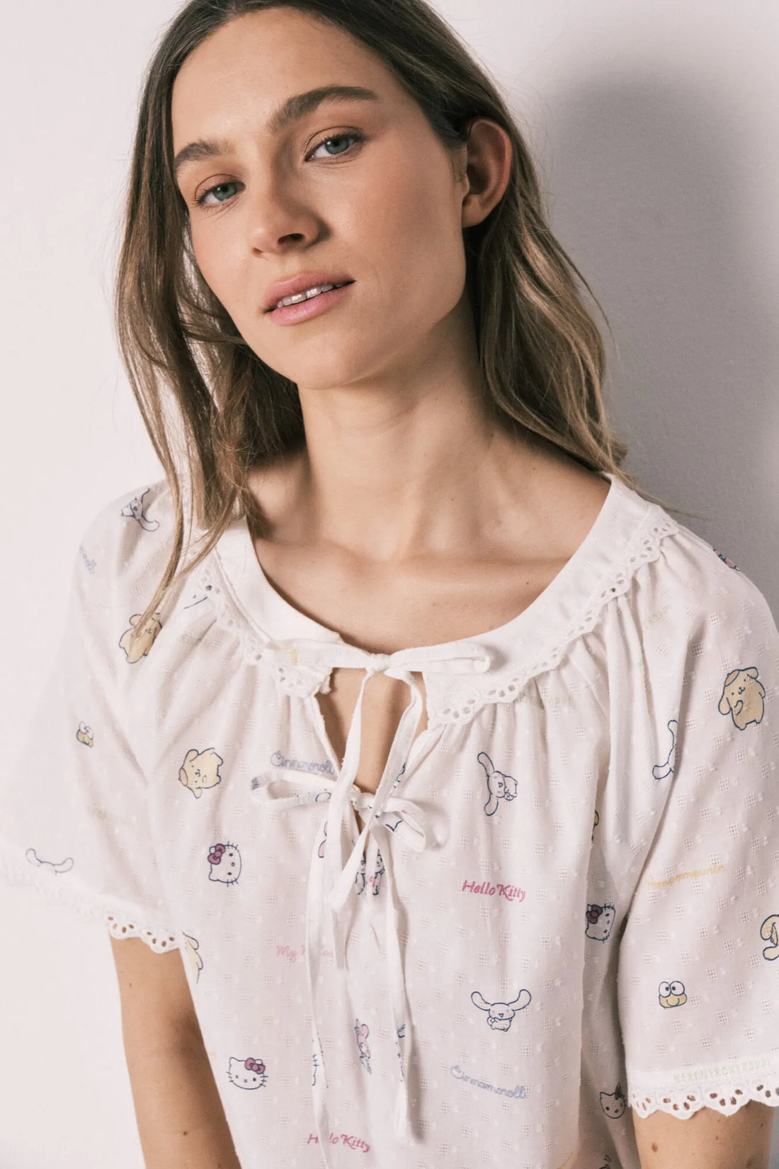 Women Secret Ivory Women Cotton Bows Nightgown Hello Kitty SKU: 4443619_96 Image 02