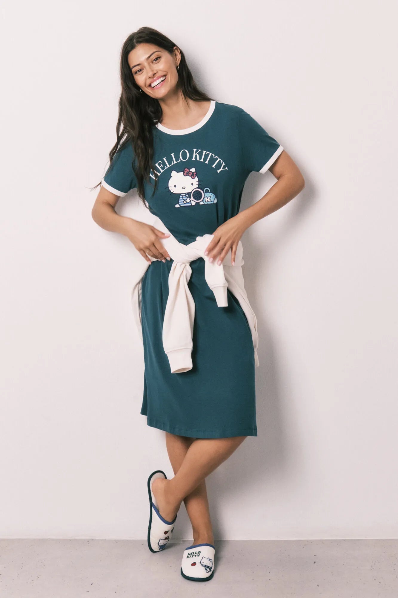 Women Secret Bottle Women Green Cotton Nightgown Hello Kitty SKU: 4443621_20 Image 03