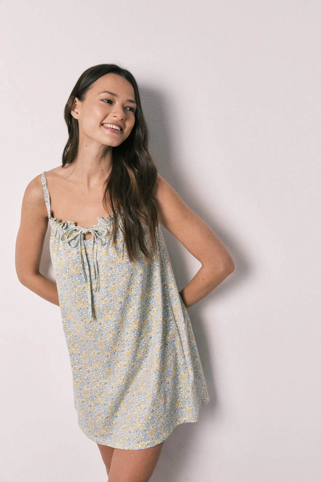 Women Secret Yellow Print Women Yellow Cotton Floral Short Nightgown SKU: 4443622_09 Image 01