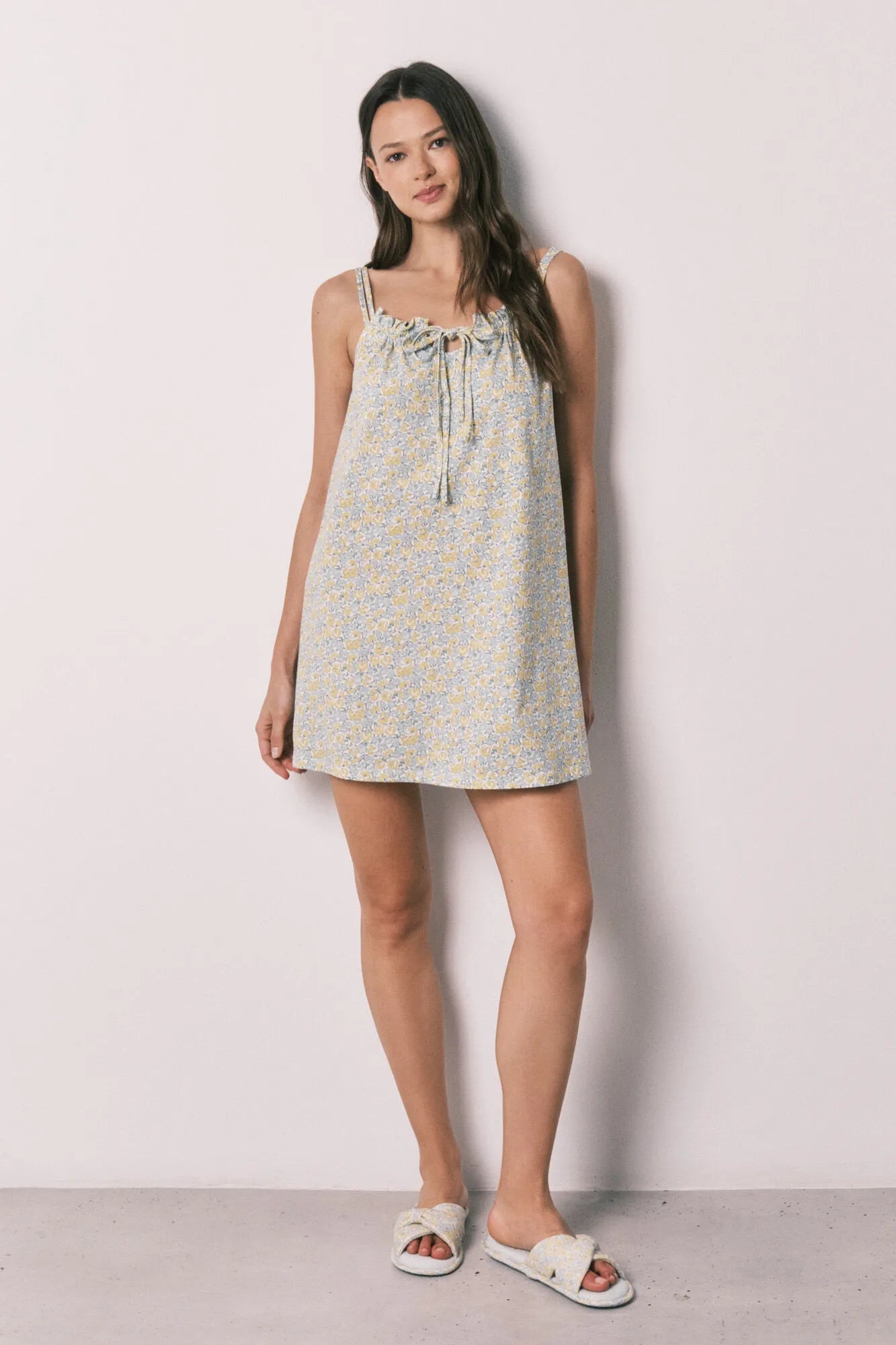 Women Secret Yellow Print Women Yellow Cotton Floral Short Nightgown SKU: 4443622_09 Image 03