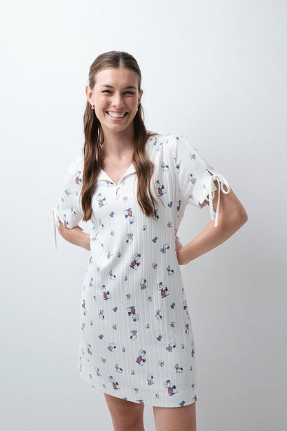Women Secret Ivory Women Snoopy Cotton Long Nightgown SKU: 4444825_96 Image 01