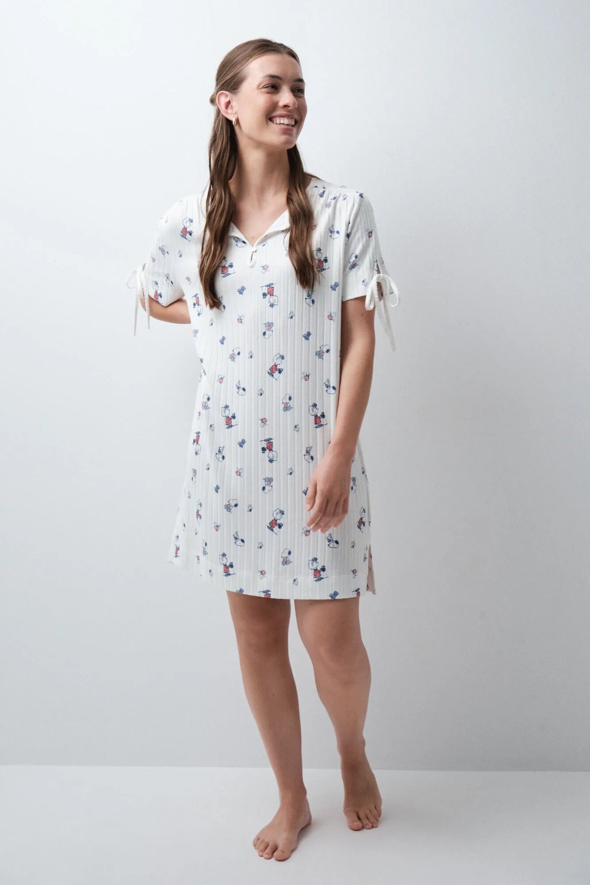 Women Secret Ivory Women Snoopy Cotton Long Nightgown SKU: 4444825_96 Image 02