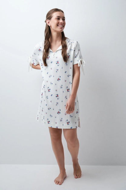 Women Secret Ivory Women Snoopy Cotton Long Nightgown SKU: 4444825_96 Image 02