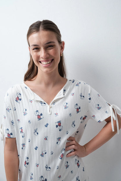 Women Secret Ivory Women Snoopy Cotton Long Nightgown SKU: 4444825_96 Image 03