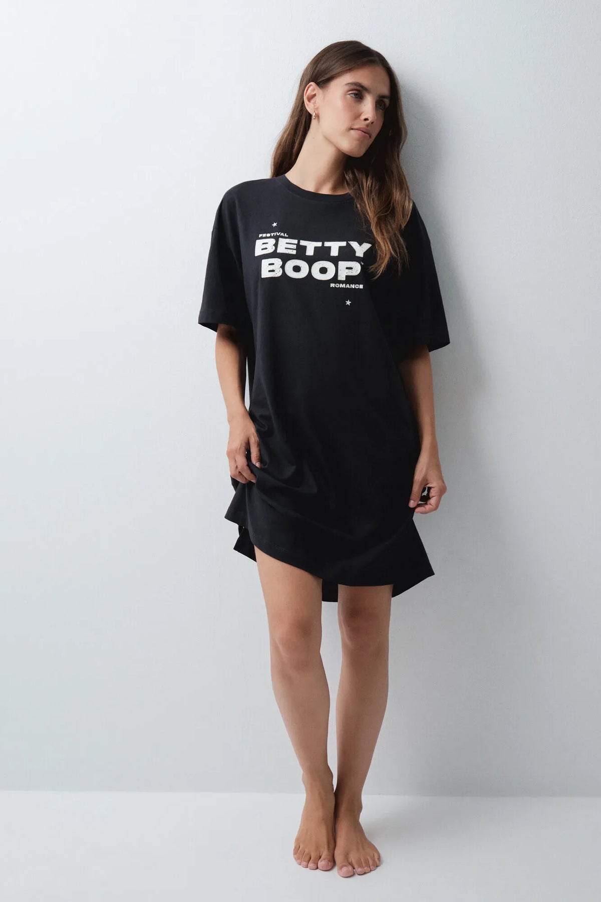 Women Secret Dark Grey Women Black Short Nightgown Betty Boop SKU: 4444827_41 Image 04