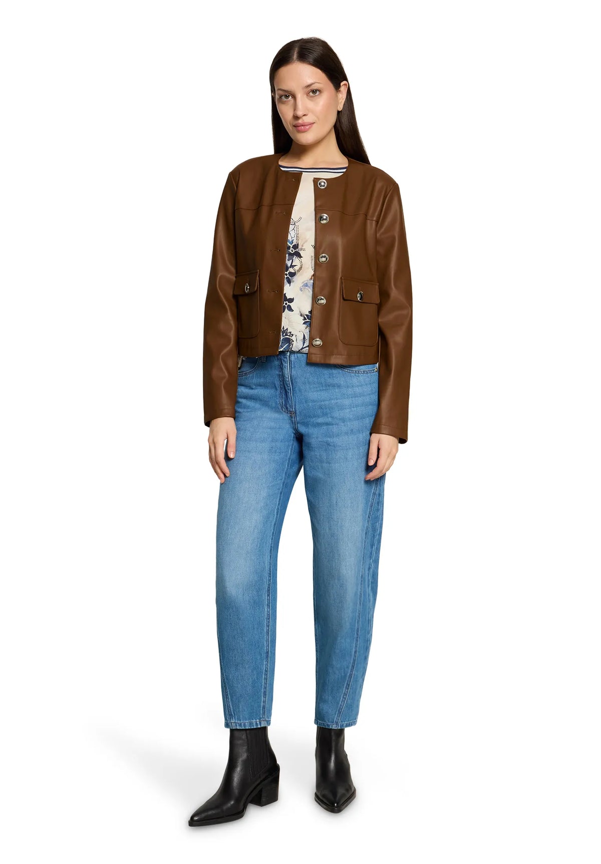 Betty Barclay Dark Coffee Women Blazer Jacket SKU: 4447-2738_7048 Image 02