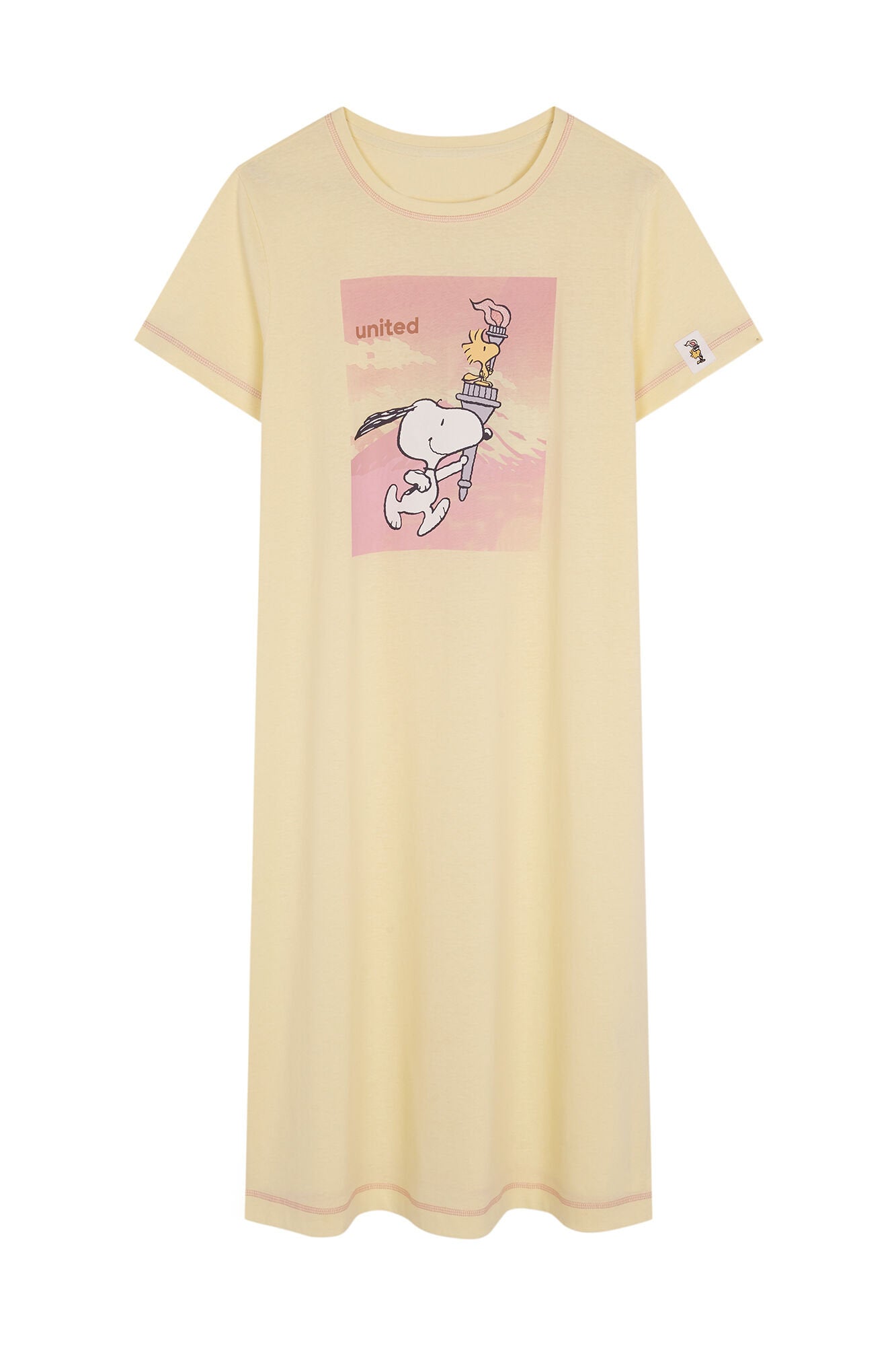 Snoopy Yellow Cotton Midi Nightgown_07