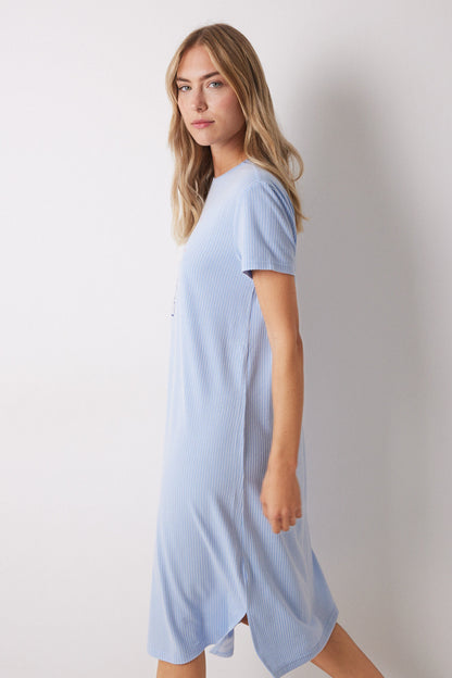 Women Secret_Snoopy Striped Ribbed Midi Nightgown_4449082_16_03