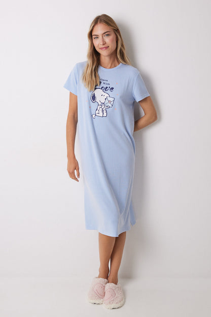 Women Secret_Snoopy Striped Ribbed Midi Nightgown_4449082_16_05