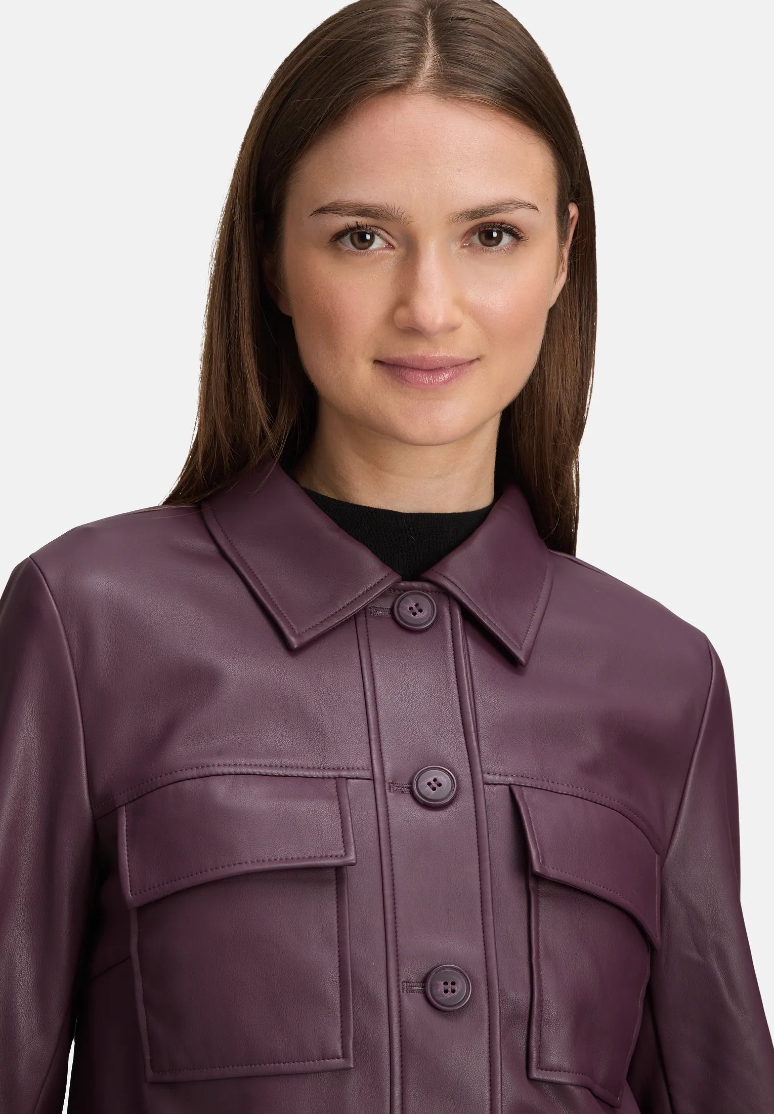 Betty Barclay_Dark Aubergine_Long-Sleeved Leather Jacket_4458-3127_4685_06