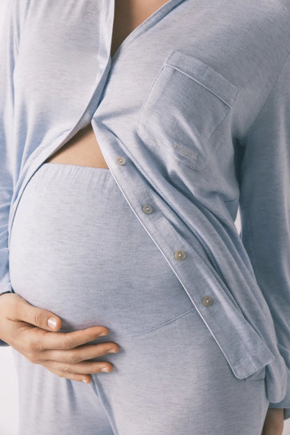 Women Secret_Light Blue_Blue Super Soft Maternity Classic Long Pyjamas_4463218_18_04