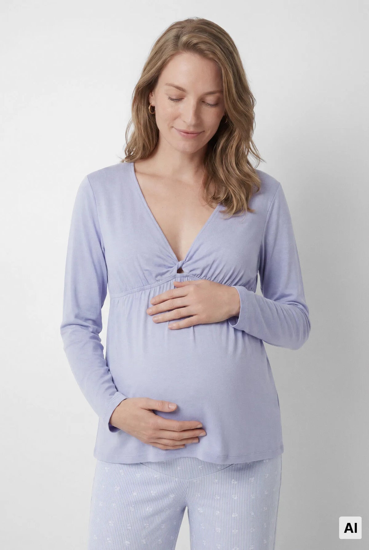 Women Secret Medium Blue Women Blue "Maternity" Capri Pyjamas SKU: 4464357_12 Image 01