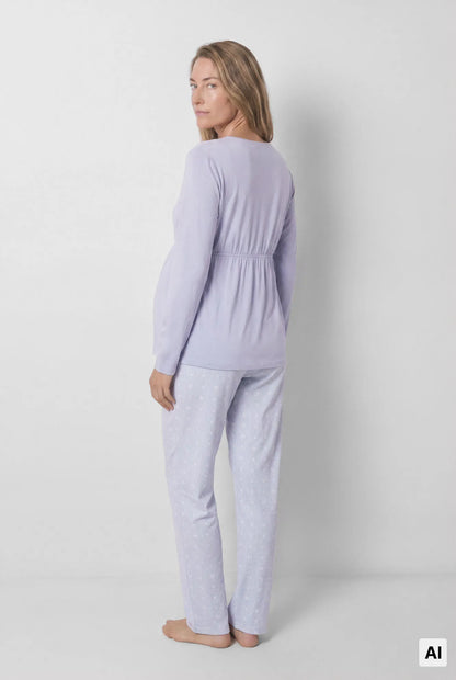 Women Secret Medium Blue Women Blue "Maternity" Capri Pyjamas SKU: 4464357_12 Image 04