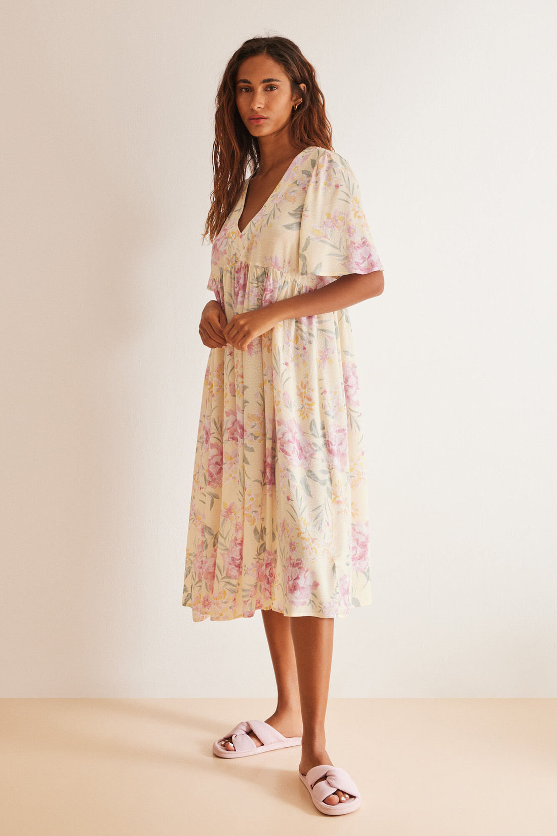 Viscous Midi Dress Floral Print_01