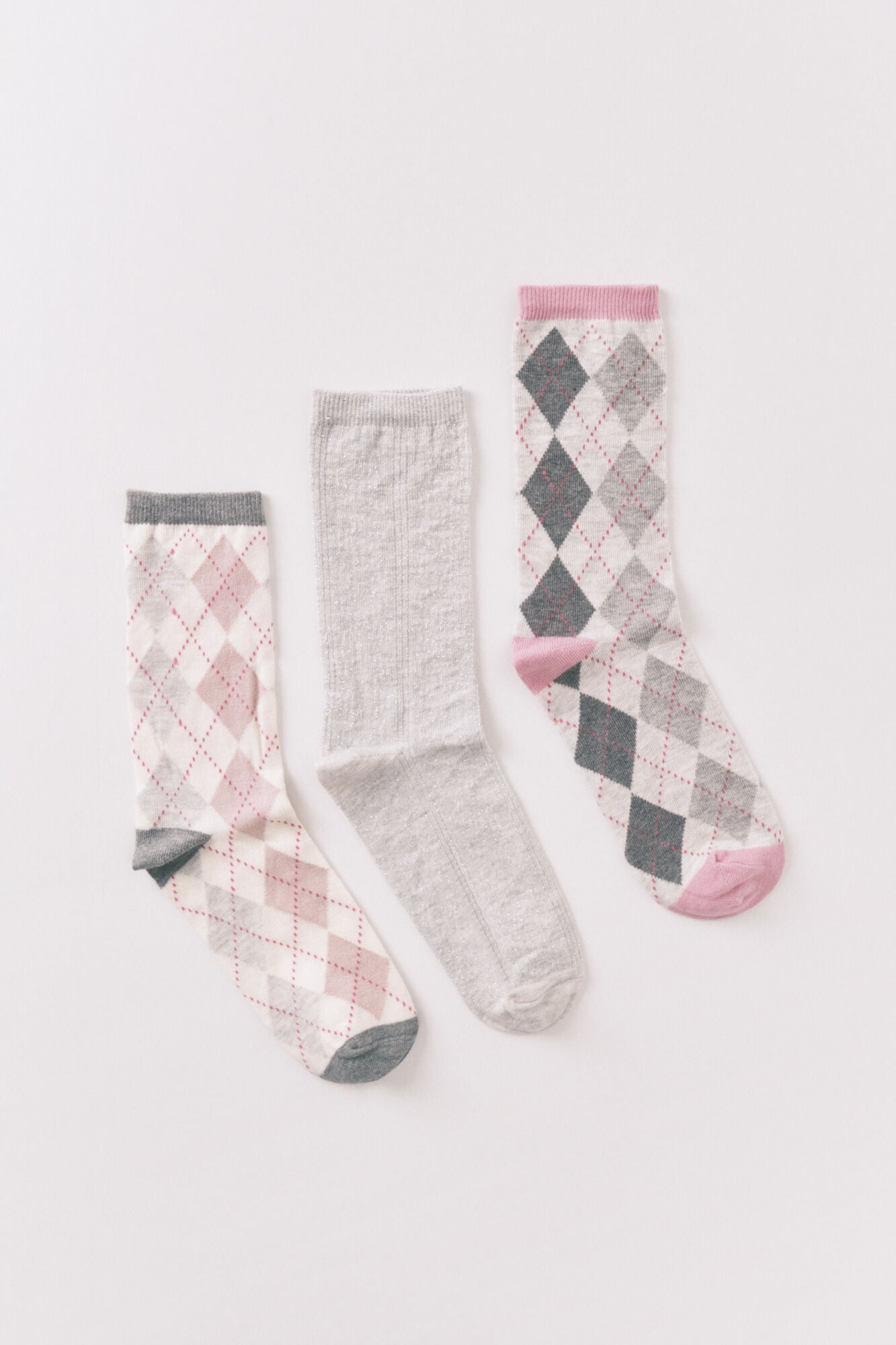 Women Secret_Multicoloured_Pack of 3 Long Rhombus Socks_4482724_98_01