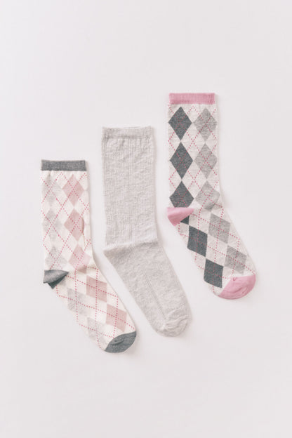 Women Secret_Multicoloured_Pack of 3 Long Rhombus Socks_4482724_98_01