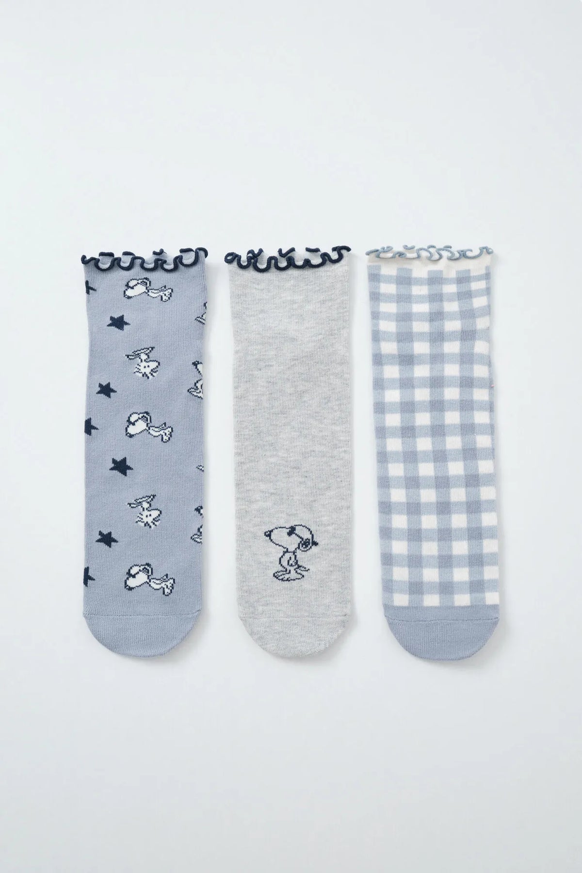 Women Secret Multicoloured Women Snoopy Print 3-Pack Ankle Socks SKU: 4484873_98 Image 01