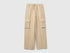 Benetton Beige Boys Drawstring Cargo Pants SKU: 44KYCF05Z_74Z Image 01