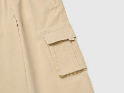 Benetton Beige Boys Drawstring Cargo Pants SKU: 44KYCF05Z_74Z Image 03