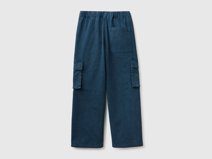 Benetton Dark Blue Boys Drawstring Cargo Pants SKU: 44KYCF05Z_97T Image 02
