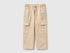 Benetton Beige Boys Drawstring Cargo Pants SKU: 44KYGF038_74Z Image 01