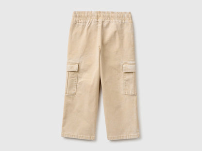 Benetton Beige Boys Drawstring Cargo Pants SKU: 44KYGF038_74Z Image 02