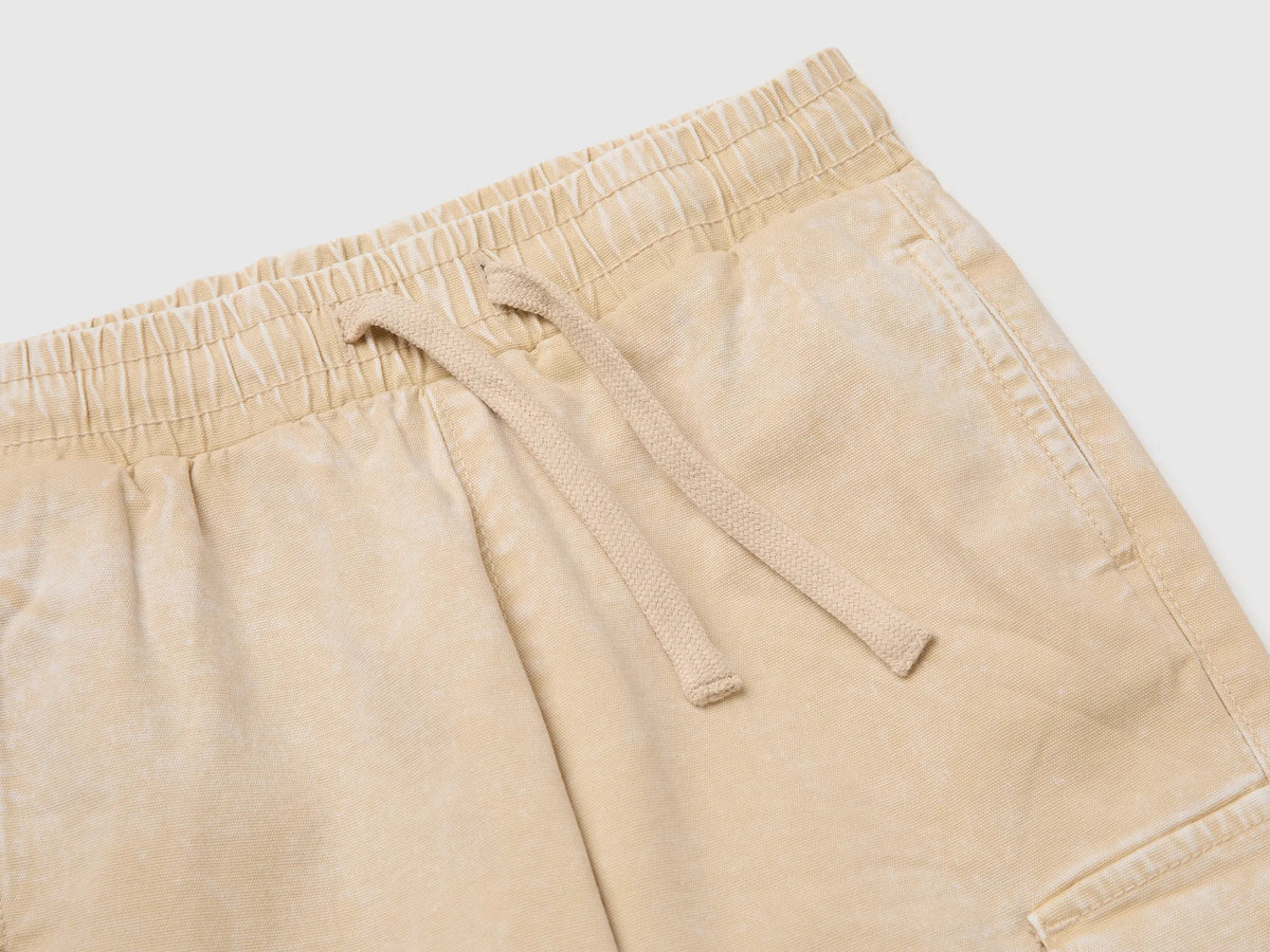 Benetton Beige Boys Drawstring Cargo Pants SKU: 44KYGF038_74Z Image 03