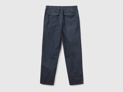 Benetton Dark Blue Men Carrot-Fit Chinos SKU: 44L0UF068_9C1 Image 02