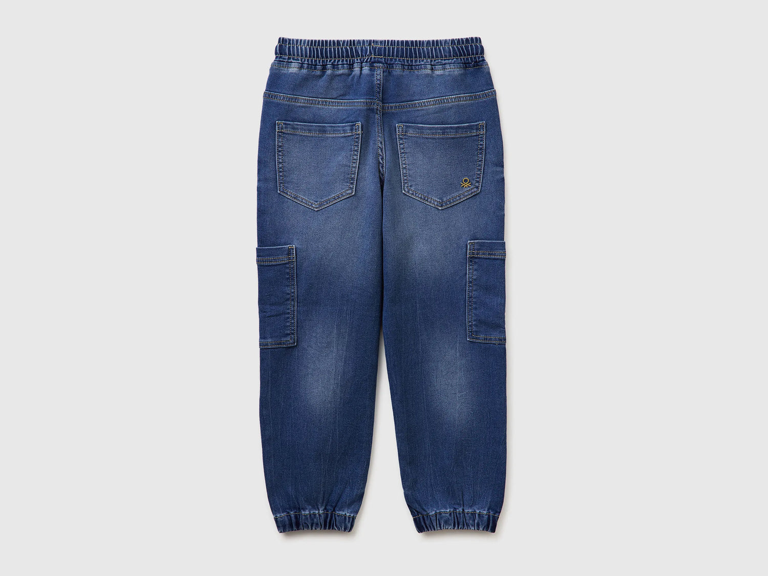 Benetton Blue Boys Denim Joggers with Maxi Pockets SKU: 44LGCF05L_901 Image 02