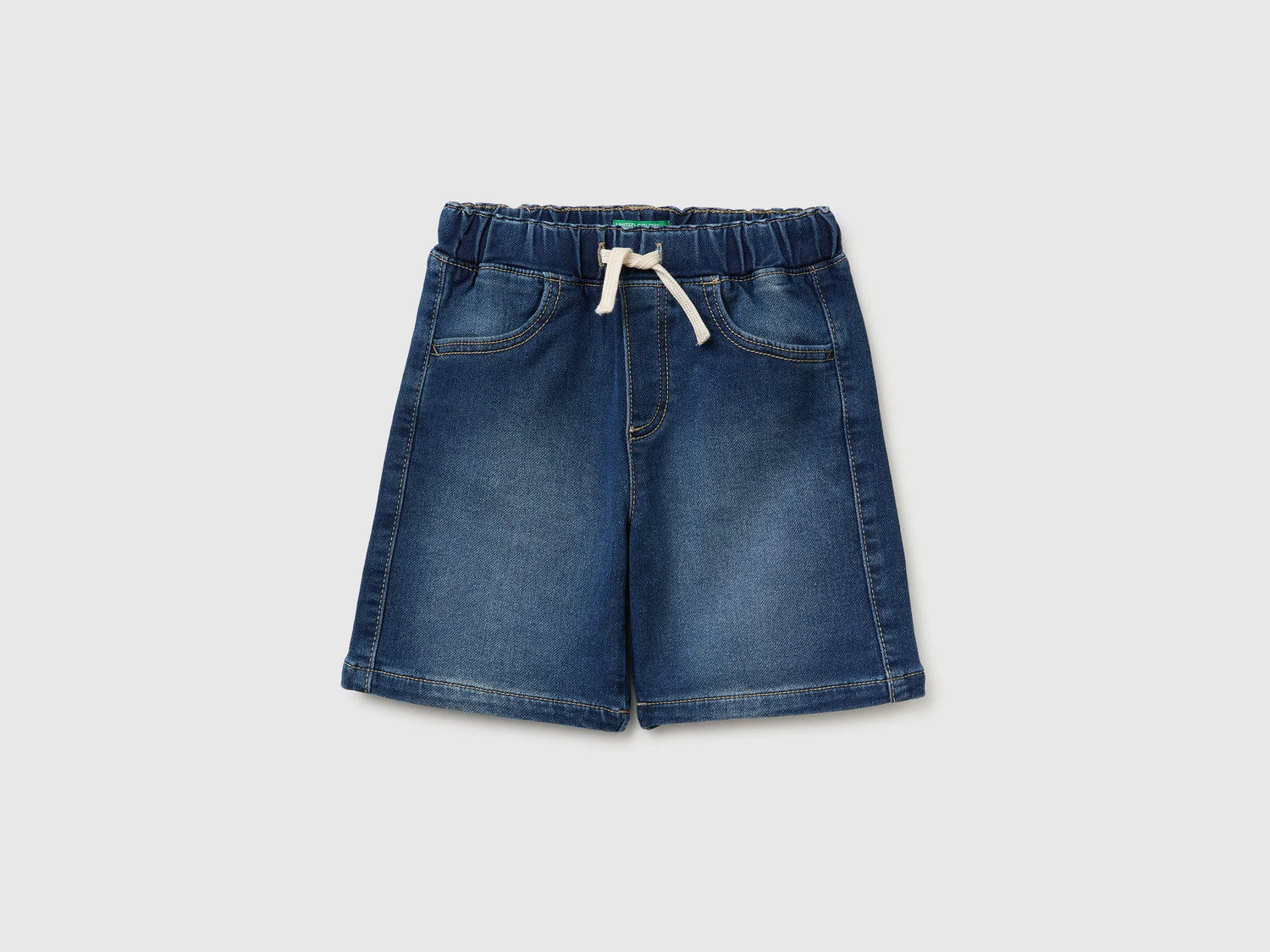 Benetton Dark blue Boys Denim-Effect Bermuda Shorts SKU: 44LGG903M_901 Image 01