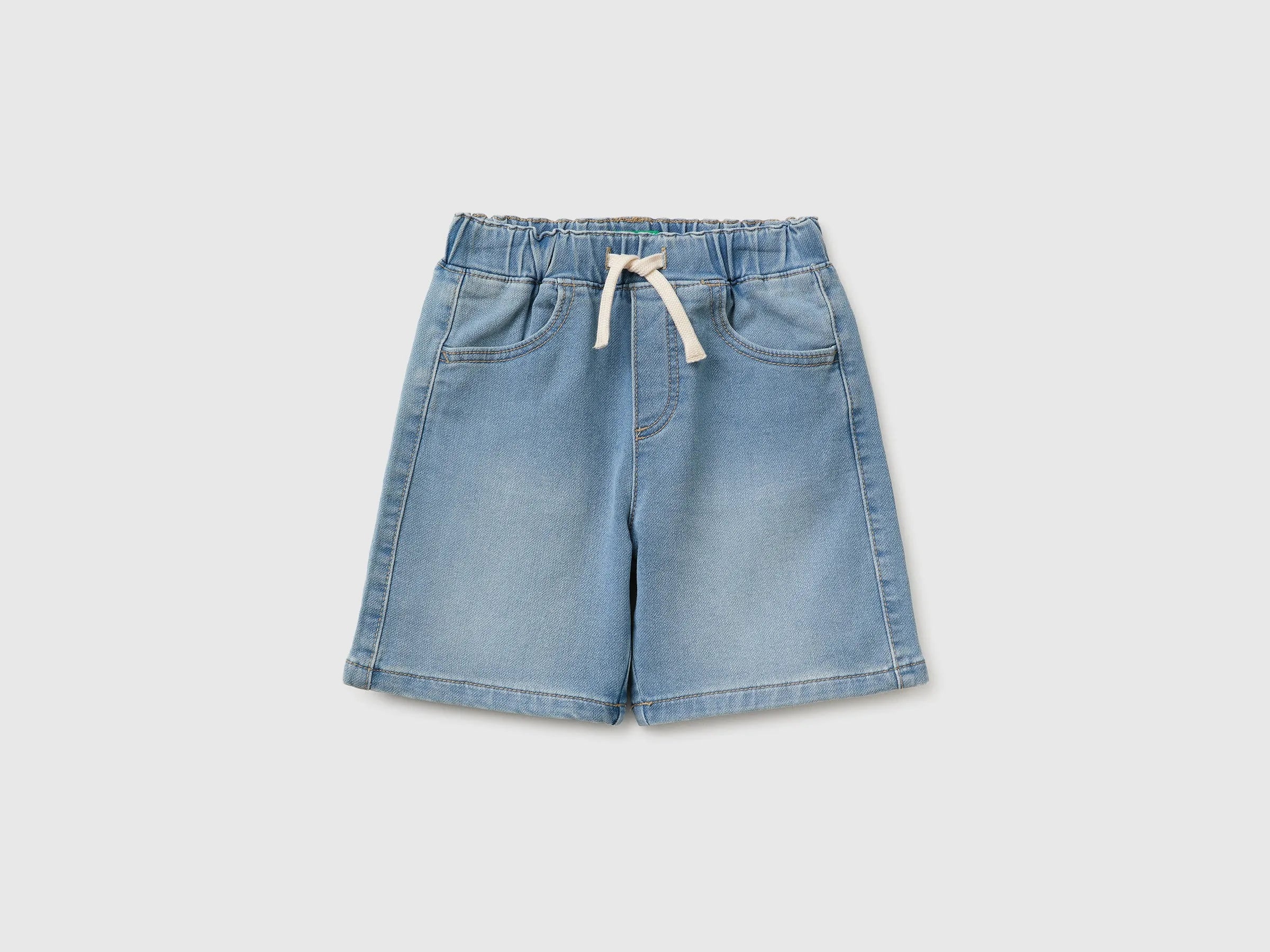 Benetton Light blue Boys Denim-Effect Bermuda Shorts SKU: 44LGG903M_902 Image 01