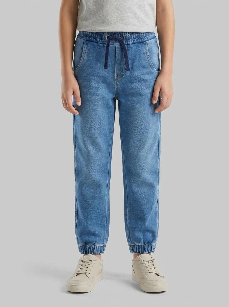 Benetton Dark Blue Boys Denim Joggers SKU: 44LGGF01V_901 Image 00