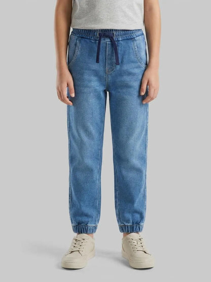 Benetton Dark Blue Boys Denim Joggers SKU: 44LGGF01V_901 Image 00