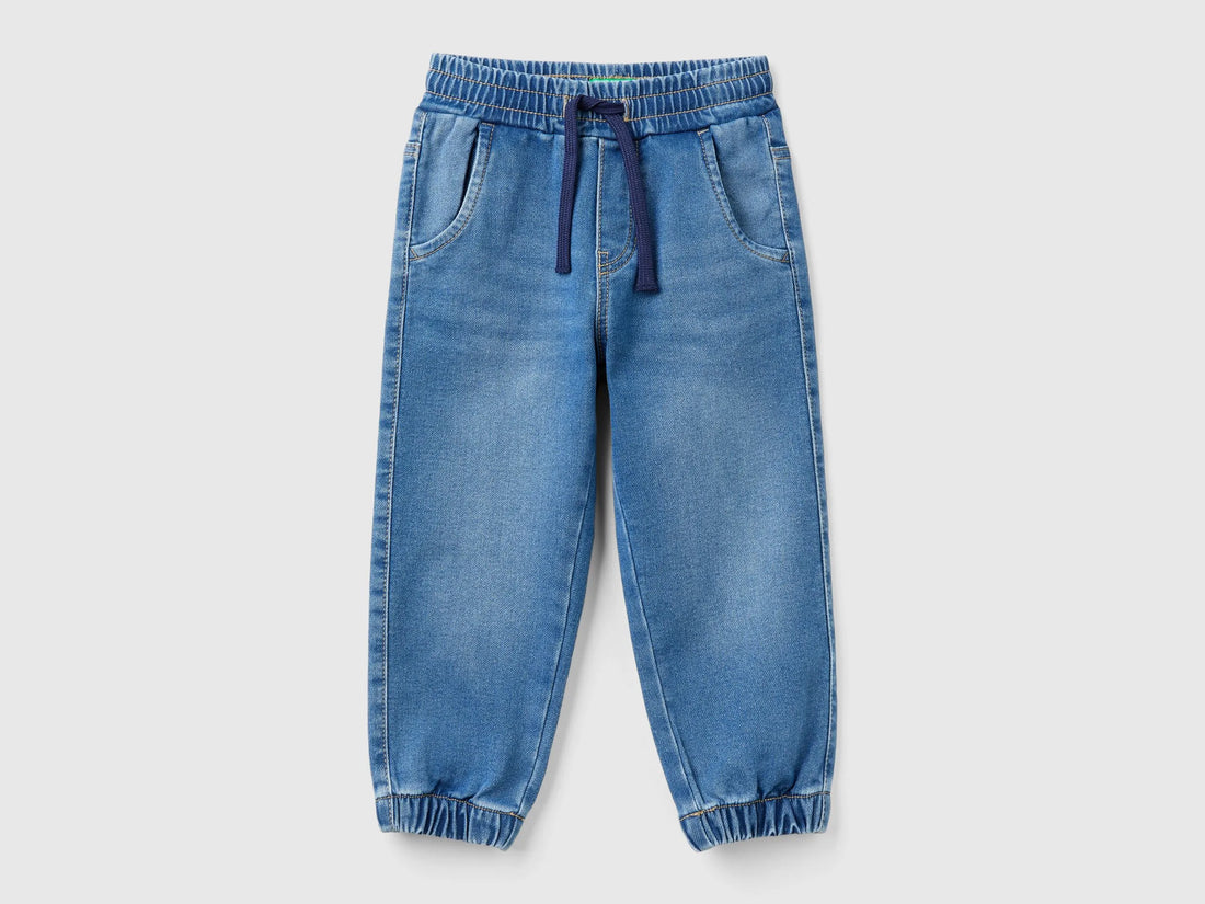 Benetton Dark Blue Boys Denim Joggers SKU: 44LGGF01V_901 Image 01