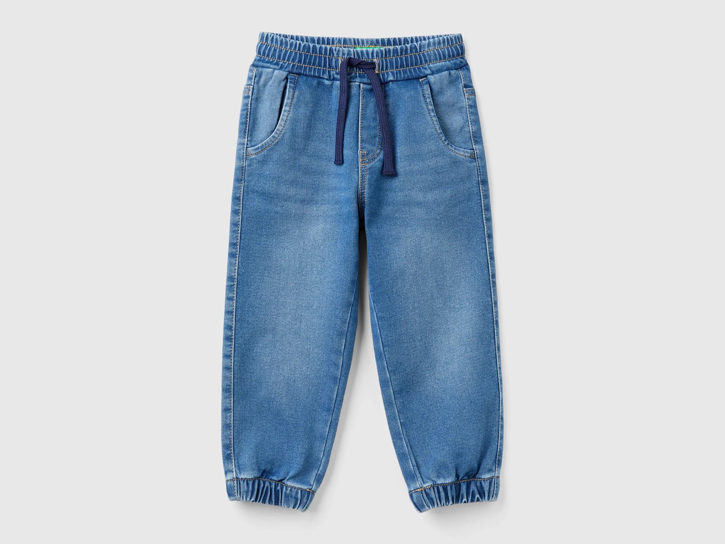 Benetton Dark Blue Boys Denim Joggers SKU: 44LGGF01V_901 Image 01