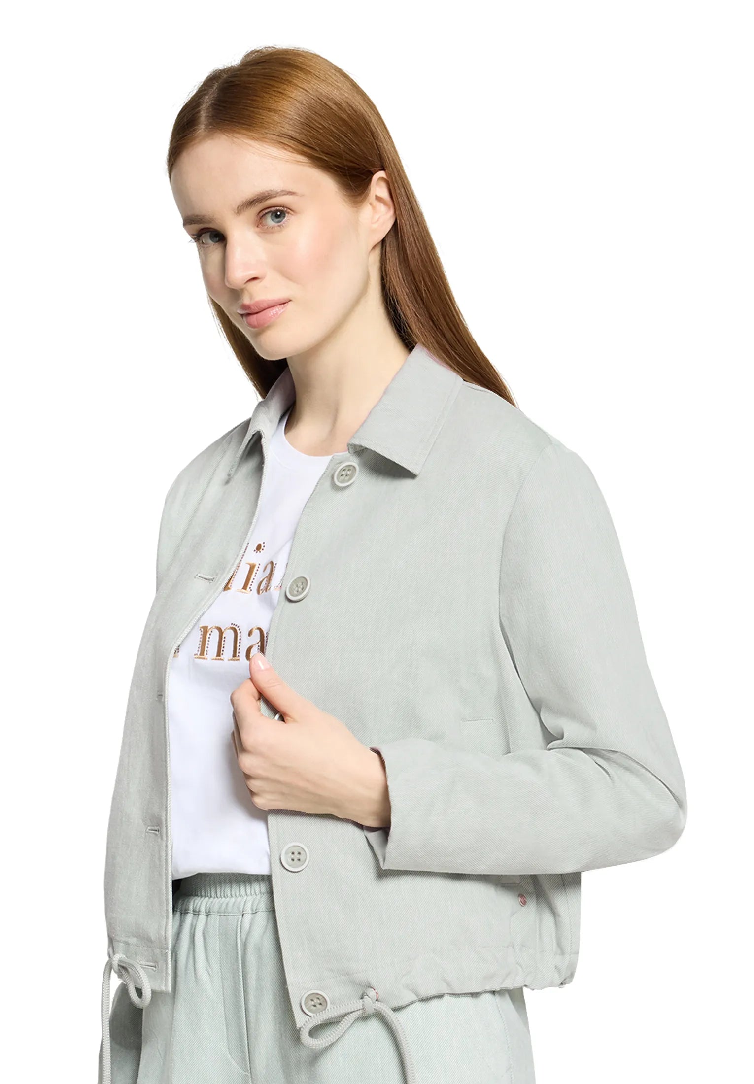 Betty Barclay Green/Cream Women Blazer Jacket Short 1/1 Sleeve SKU: 4507-3206_5811 Image 06
