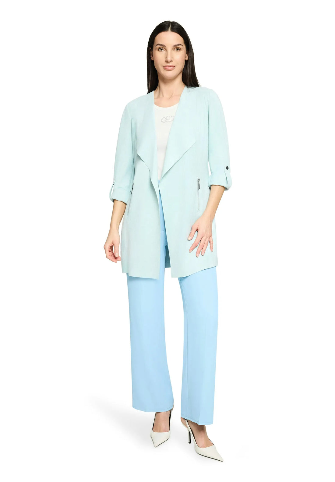 Betty Barclay Gray Mist Women Blazer Jacket Long 1/1 Sleeve SKU: 4520-1673_8270 Image 02