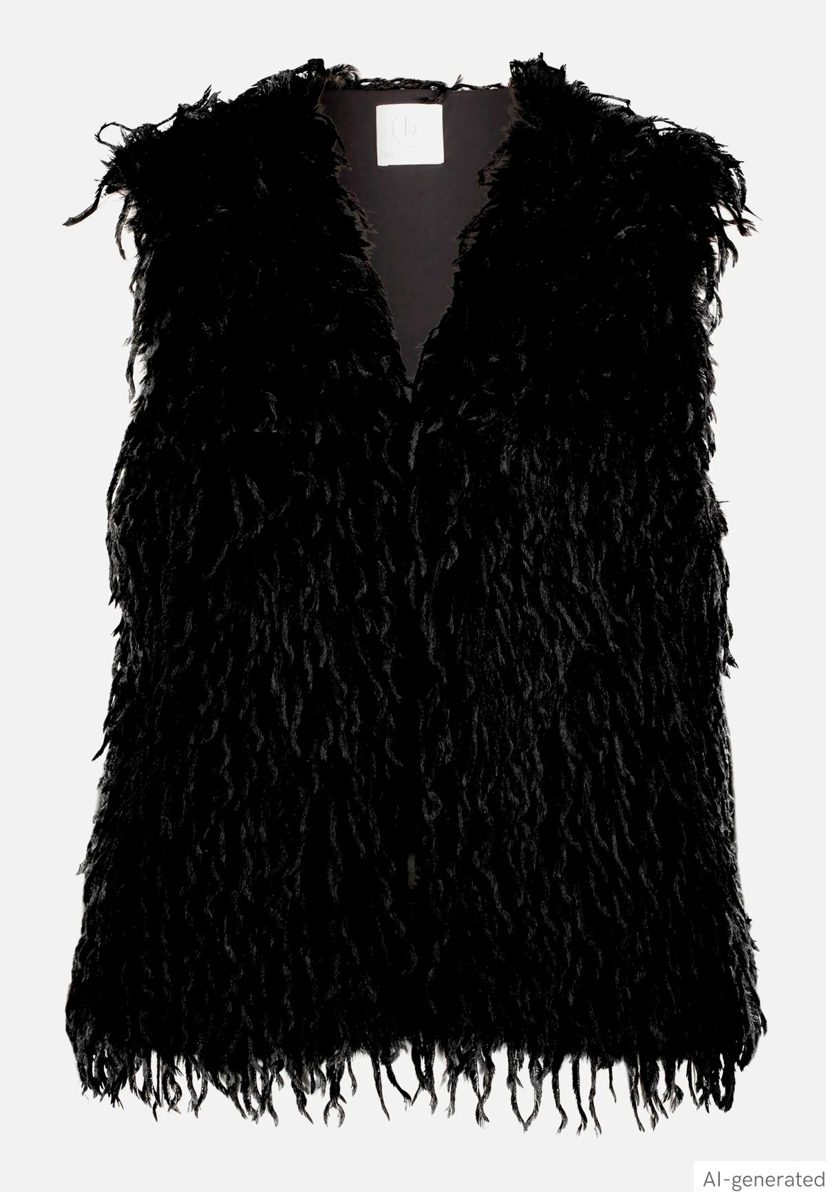 Betty Barclay Black Women Faux Fur Vest with Fringe SKU: 4533-3036_9045 Image 04