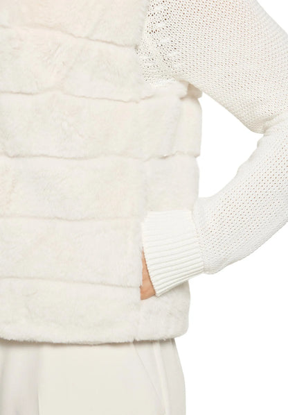 Betty Barclay White Sand Women Faux Fur Vest with Stand-Up Collar SKU: 4540-3043_1032 Image 03