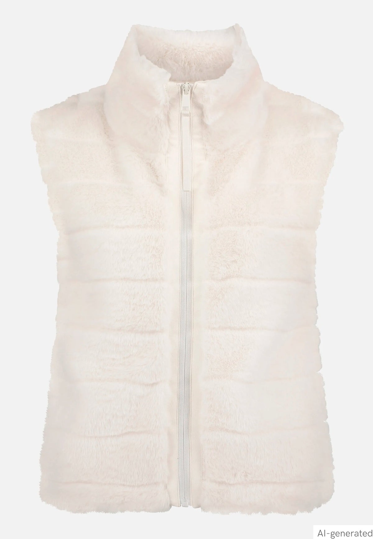 Betty Barclay White Sand Women Faux Fur Vest with Stand-Up Collar SKU: 4540-3043_1032 Image 04