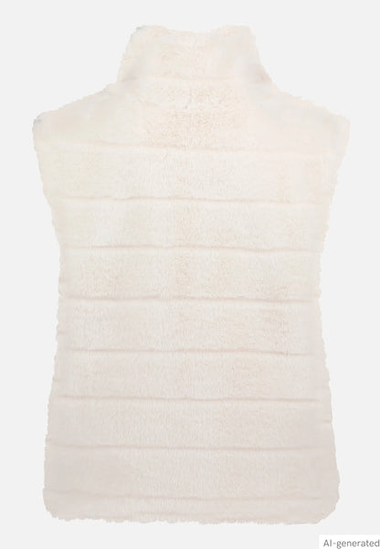 Betty Barclay White Sand Women Faux Fur Vest with Stand-Up Collar SKU: 4540-3043_1032 Image 05