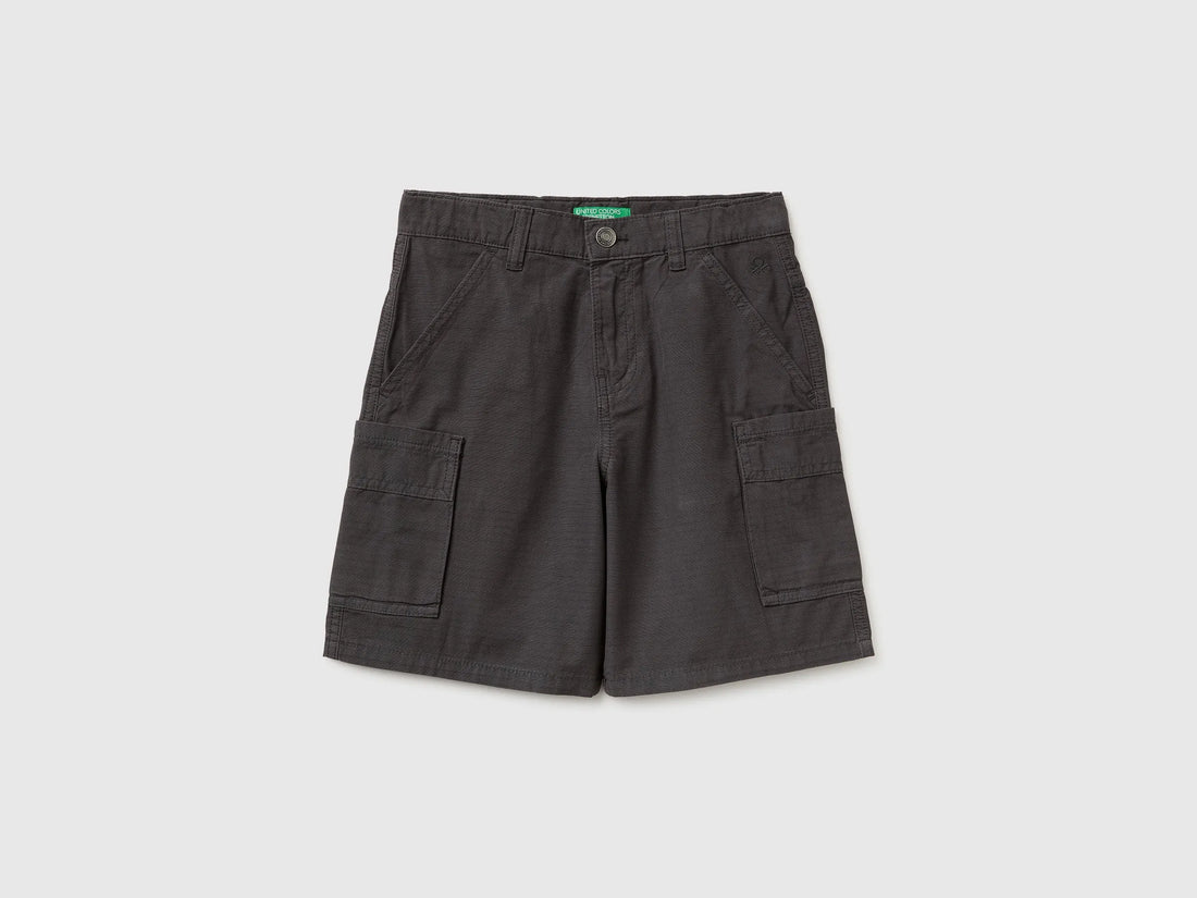 Benetton Dark gray Boys Bermuda Shorts with Pockets SKU: 456SC904V_19E Image 01