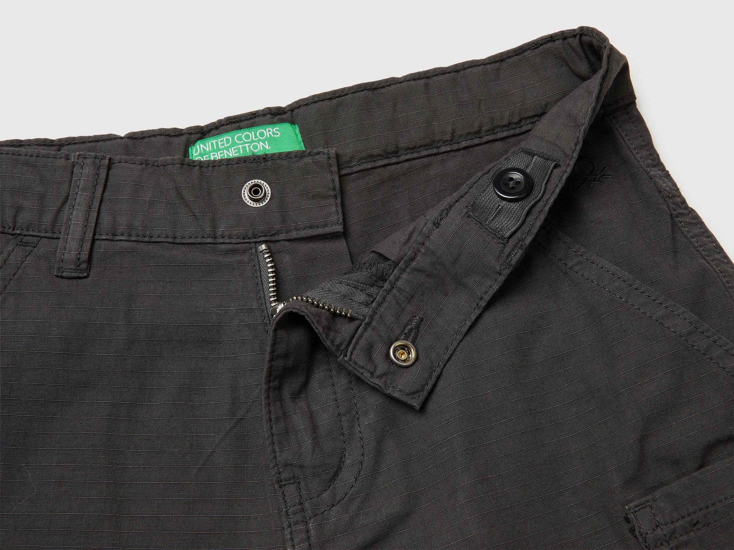 Benetton Dark gray Boys Bermuda Shorts with Pockets SKU: 456SC904V_19E Image 03