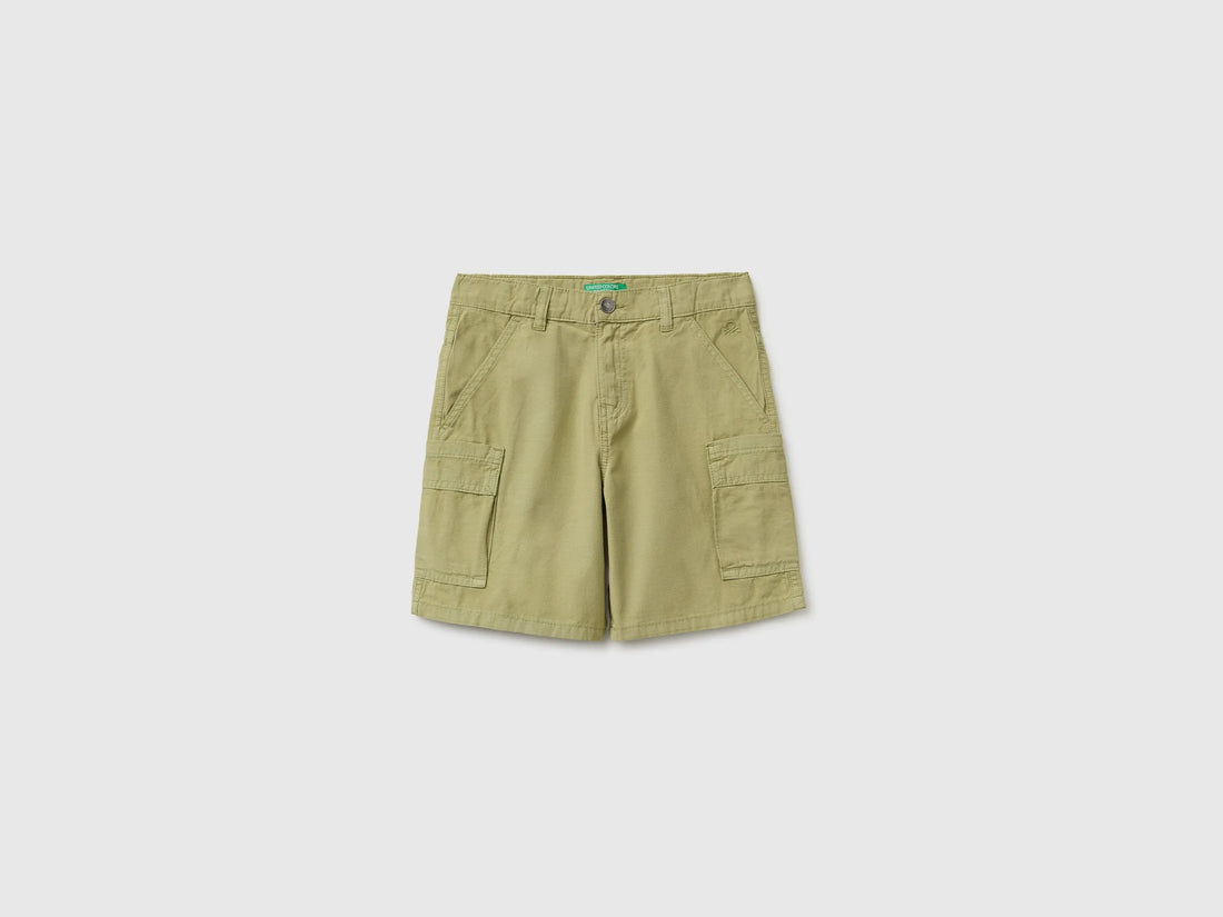 Benetton Green Boys Bermuda Shorts with Pockets SKU: 456SC904V_1Q1 Image 01